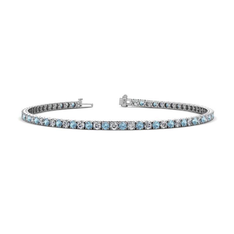 Leslie 2.40 mm Aquamarine and Lab Grown Diamond Eternity Tennis Bracelet 