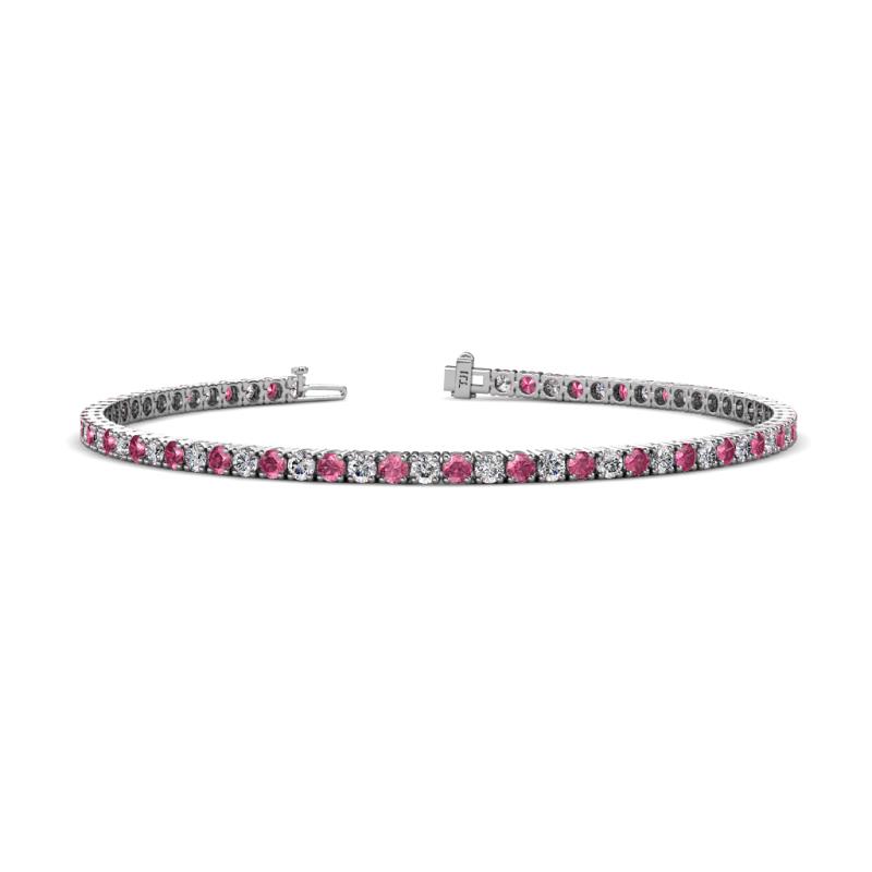 Leslie 2.40 mm Pink Tourmaline and Lab Grown Diamond Eternity Tennis Bracelet 