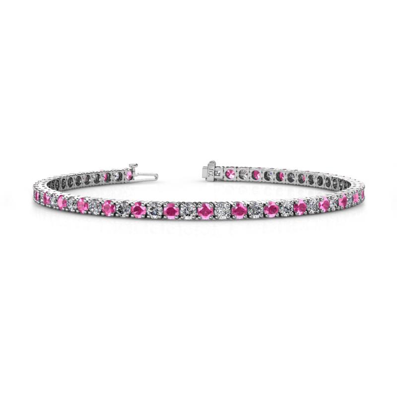 Leslie 2.90 mm Pink Sapphire and Lab Grown Diamond Eternity Tennis Bracelet 