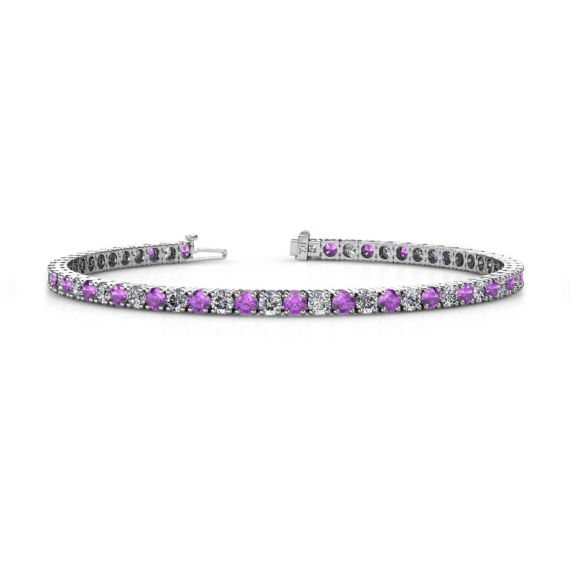 Leslie 2.90 mm Amethyst and Lab Grown Diamond Eternity Tennis Bracelet 