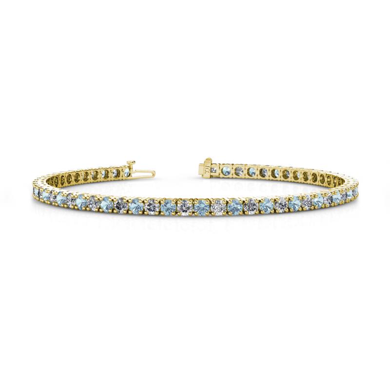 Leslie 3.40 mm Aquamarine and Lab Grown Diamond Eternity Tennis Bracelet 