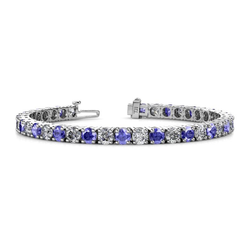 Leslie 4.00 mm Tanzanite and Lab Grown Diamond Eternity Tennis Bracelet 