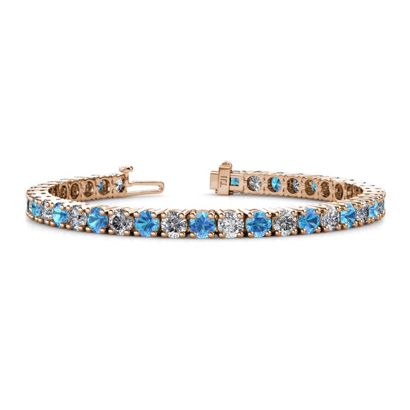Leslie 4.00 mm Blue Topaz and Lab Grown Diamond Eternity Tennis Bracelet 