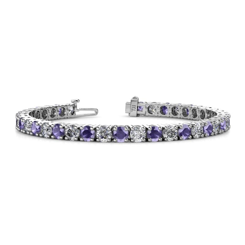 Leslie 4.00 mm Iolite and Lab Grown Diamond Eternity Tennis Bracelet 
