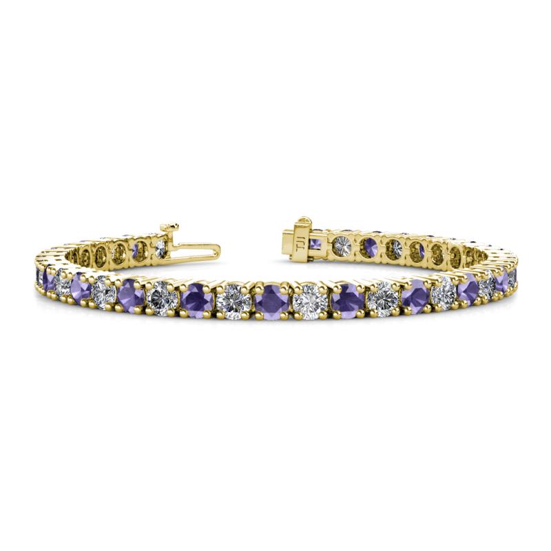 Leslie 4.00 mm Iolite and Lab Grown Diamond Eternity Tennis Bracelet 