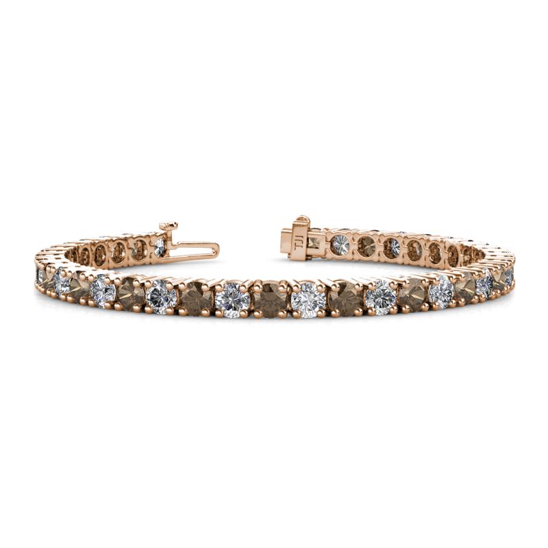 Leslie 4.00 mm Smoky Quartz and Lab Grown Diamond Eternity Tennis Bracelet 