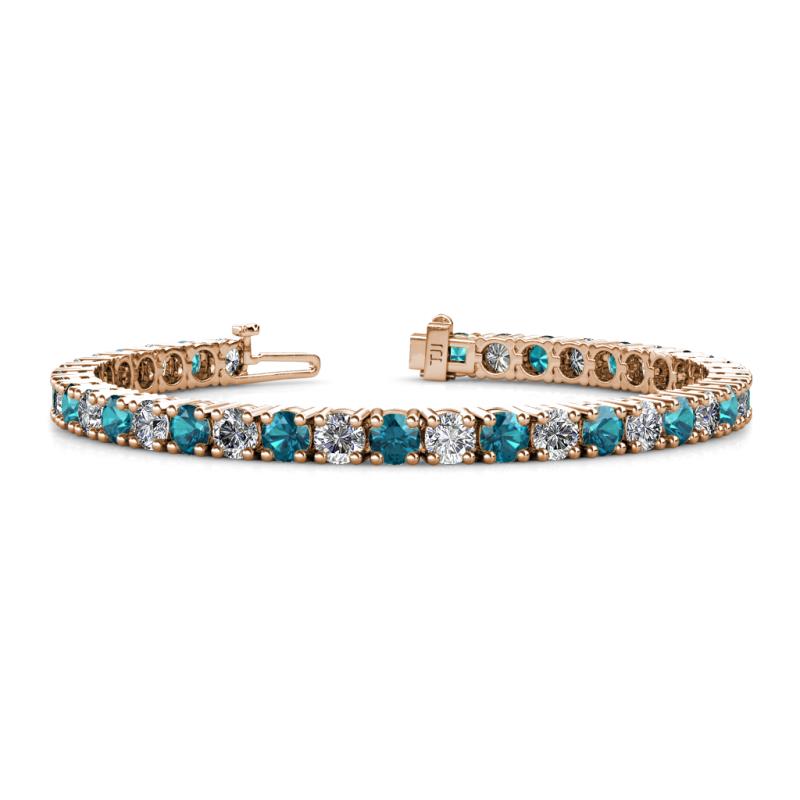 Leslie 4.00 mm London Blue Topaz and Lab Grown Diamond Eternity Tennis Bracelet 