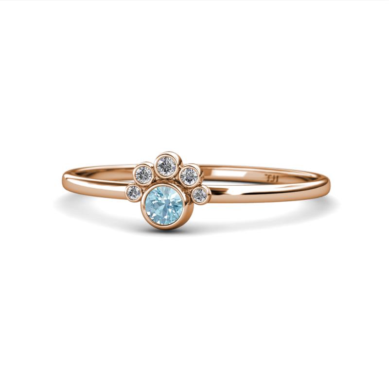 Paw Bold Round Aquamarine and Diamond Promise Ring 