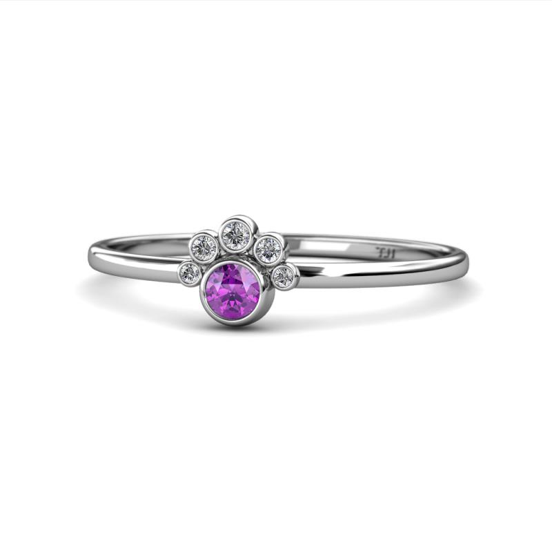 Paw Bold Round Amethyst and Diamond Promise Ring 