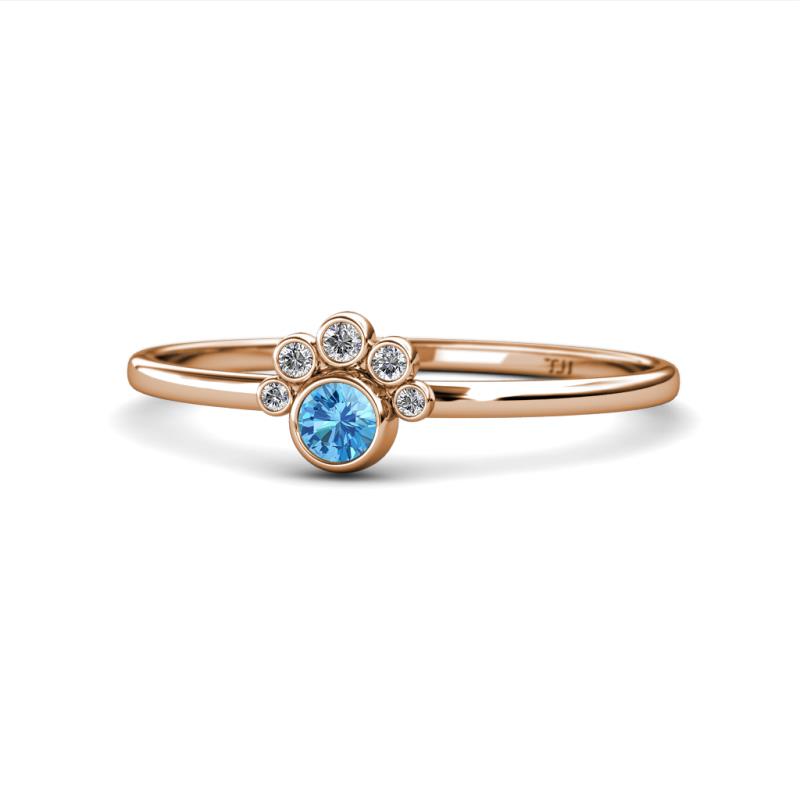 Paw Bold Round Blue Topaz and Diamond Promise Ring 