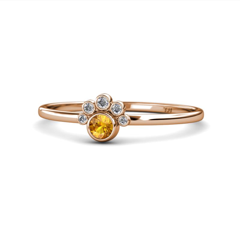 Paw Bold Round Citrine and Diamond Promise Ring 