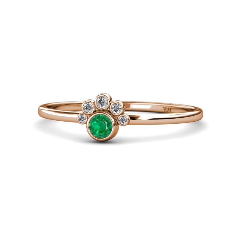 Paw Bold Round Emerald and Diamond Promise Ring 