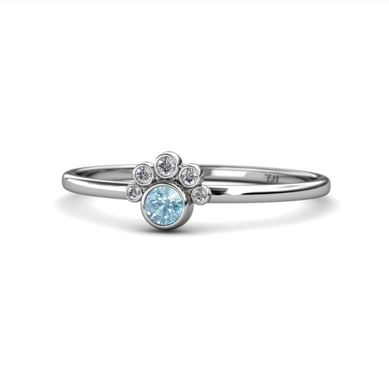 Paw Bold Round Aquamarine and Diamond Promise Ring 