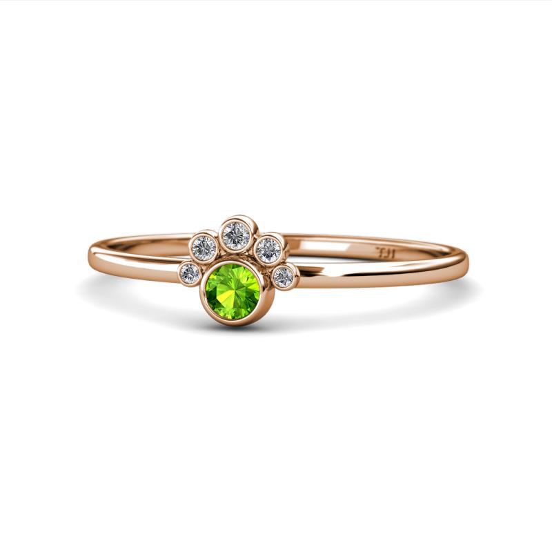 Paw Bold Round Peridot and Diamond Promise Ring 