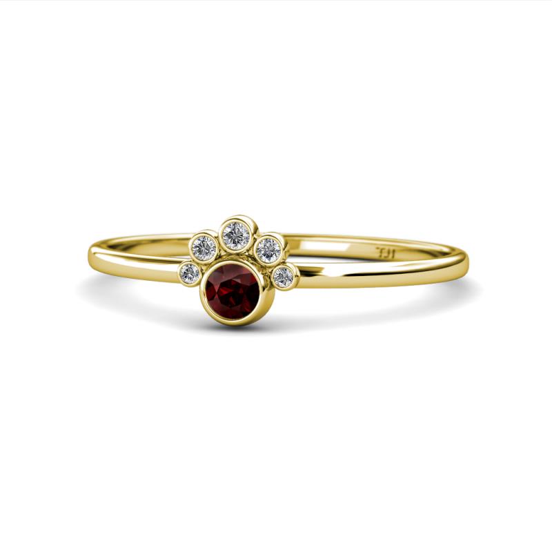 Paw Bold Round Red Garnet and Diamond Promise Ring 