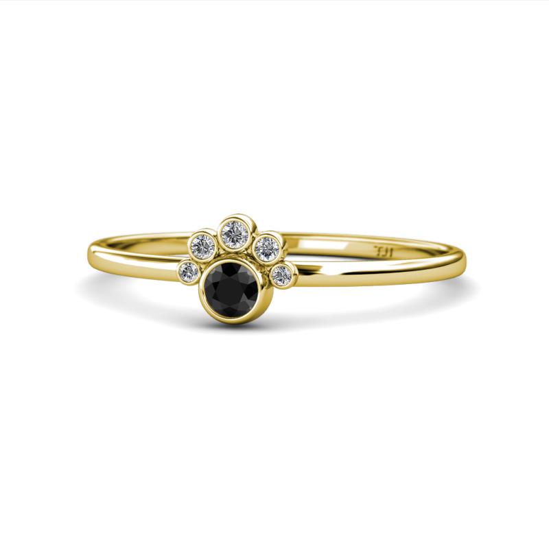 Paw Bold Round Black and White Diamond Promise Ring 