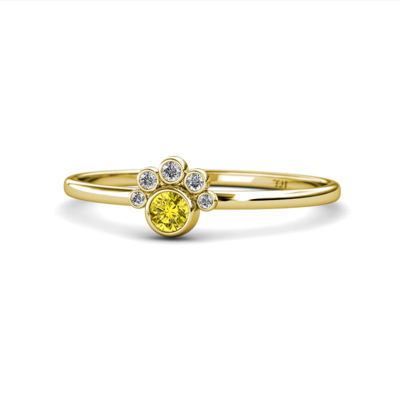 Paw Bold Round Yellow and White Diamond Promise Ring 
