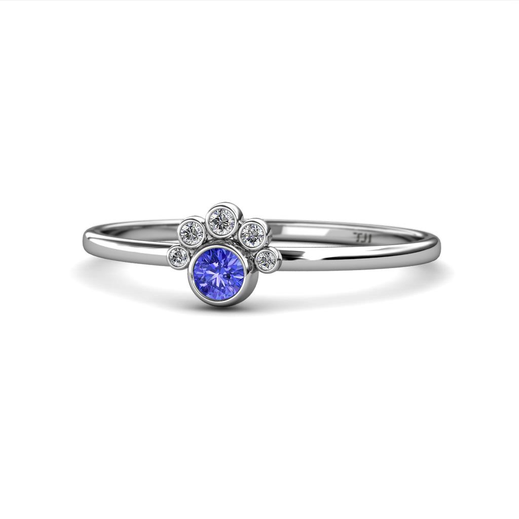 Paw Bold Round Tanzanite and Diamond Promise Ring 