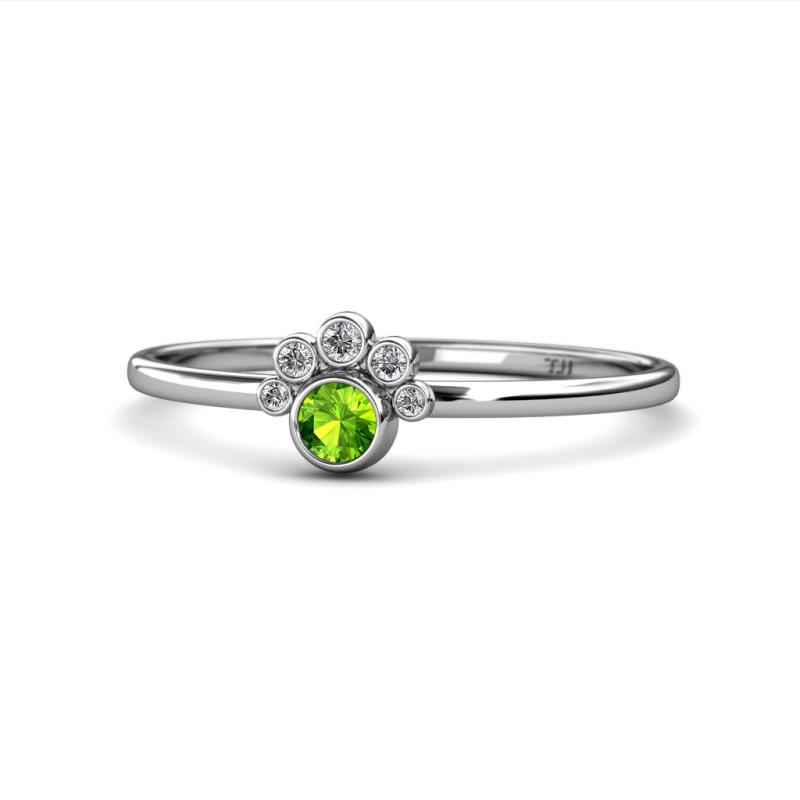 Paw Bold Round Peridot and Diamond Promise Ring 