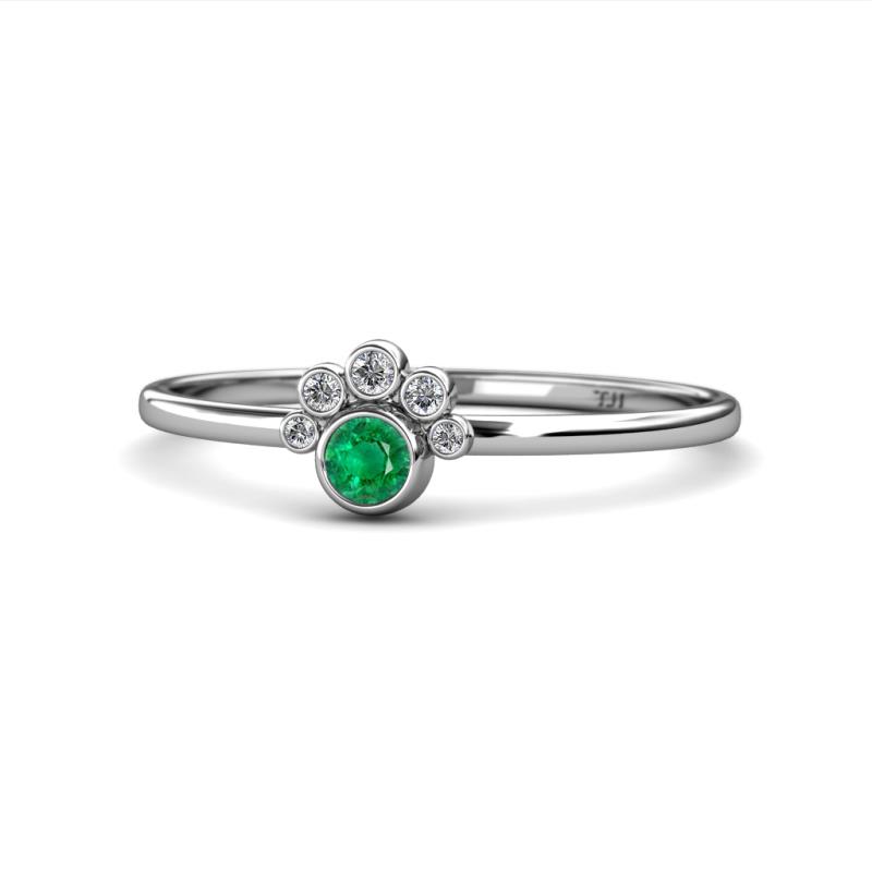 Paw Bold Round Emerald and Diamond Promise Ring 