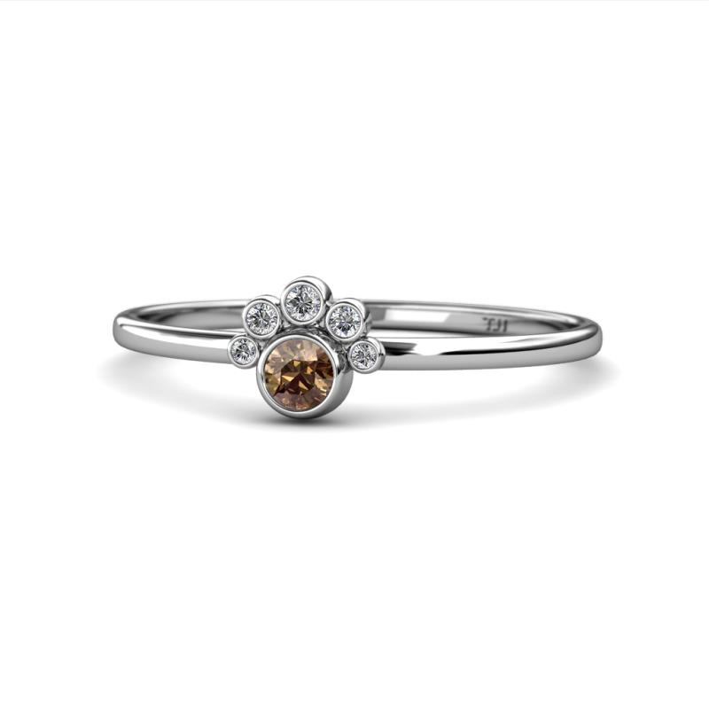 Paw Bold Round Smoky Quartz and Diamond Promise Ring 