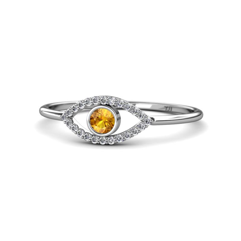 Evil Eye Bold Round Citrine and Diamond Promise Ring 