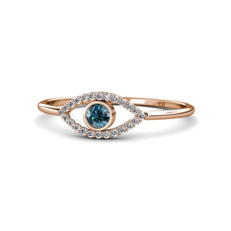 Evil Eye Bold Round Blue and White Diamond Promise Ring 