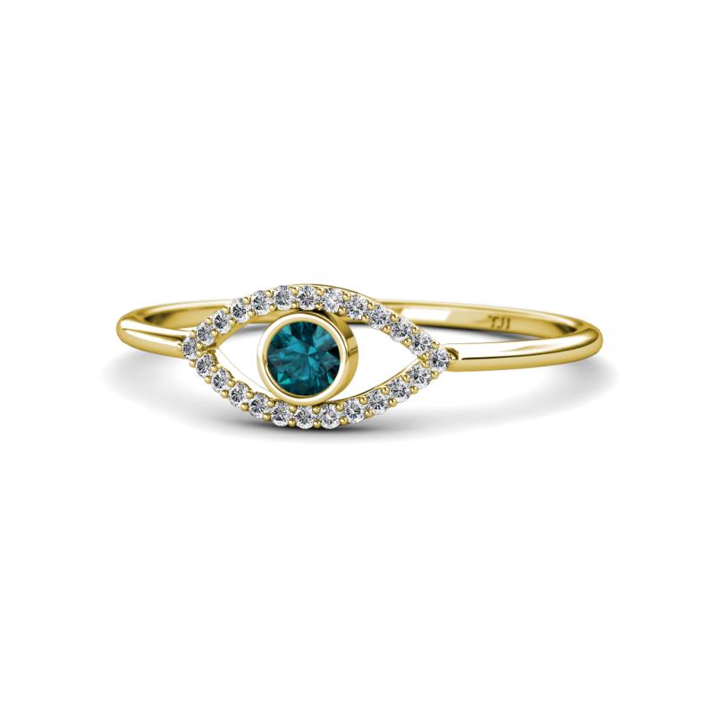Evil Eye Bold Round London Blue Topaz and Diamond Promise Ring 