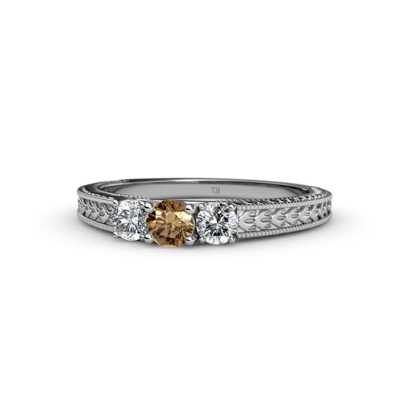 Reveka Smoky Quartz and Diamond Three Stone Ring 