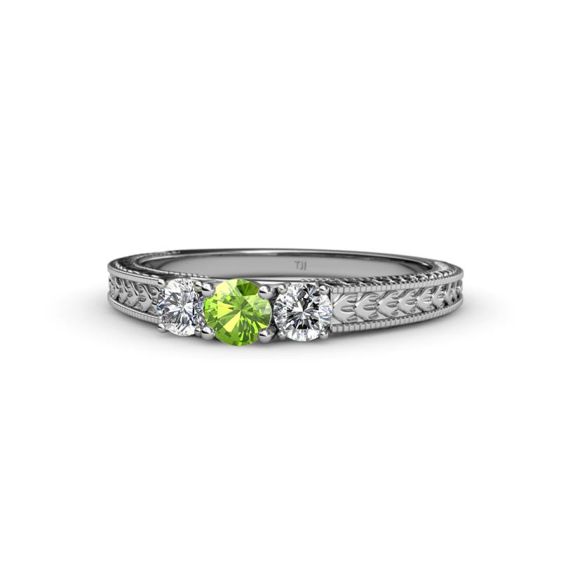 Reveka Peridot and Diamond Three Stone Ring 