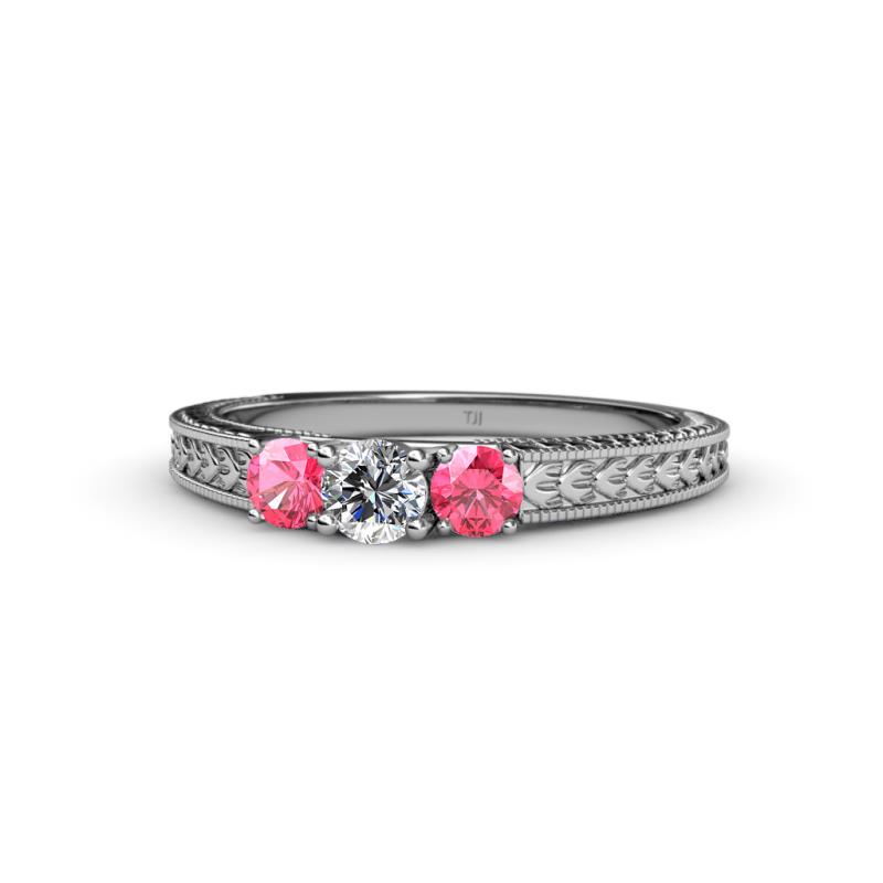Reveka Diamond and Pink Tourmaline Three Stone Ring 