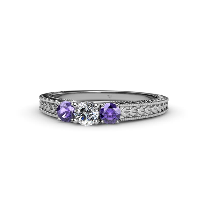 Reveka Diamond and Iolite Three Stone Ring 