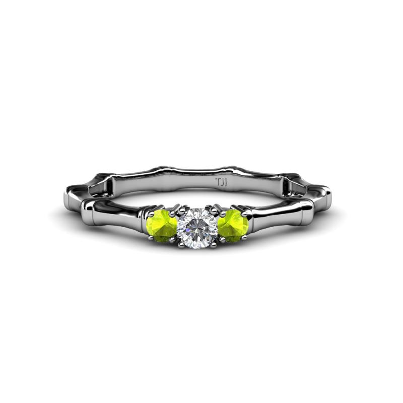 Twyla Diamond and Peridot Three Stone Ring 