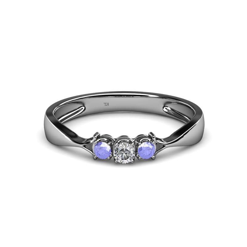 Rylai Diamond and Tanzanite Three Stone Engagement Ring 