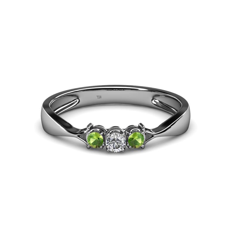 Rylai Diamond and Green Garnet Three Stone Engagement Ring 