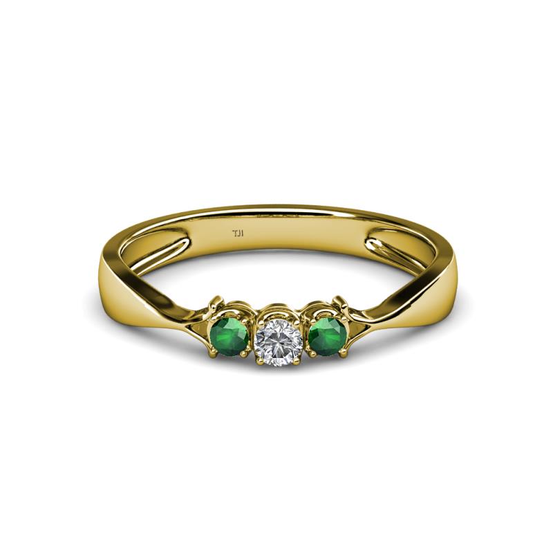 Rylai Diamond and Emerald Three Stone Engagement Ring 