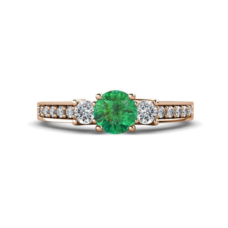 Valene Emerald and Diamond Three Stone Engagement Ring 