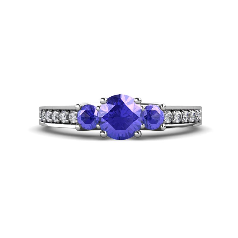 Valene Tanzanite Three Stone with Side Diamond Ring 