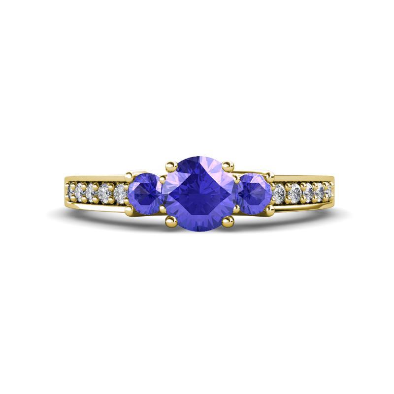 Valene Tanzanite Three Stone with Side Diamond Ring 