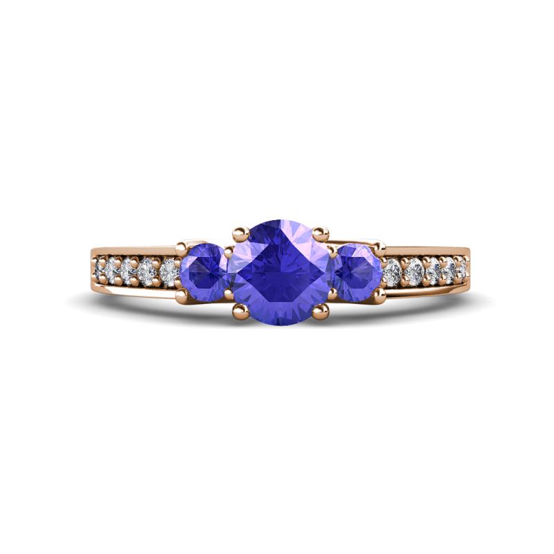 Valene Tanzanite Three Stone with Side Diamond Ring 