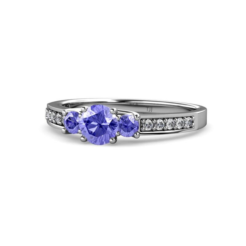 Valene Tanzanite Three Stone with Side Diamond Ring 