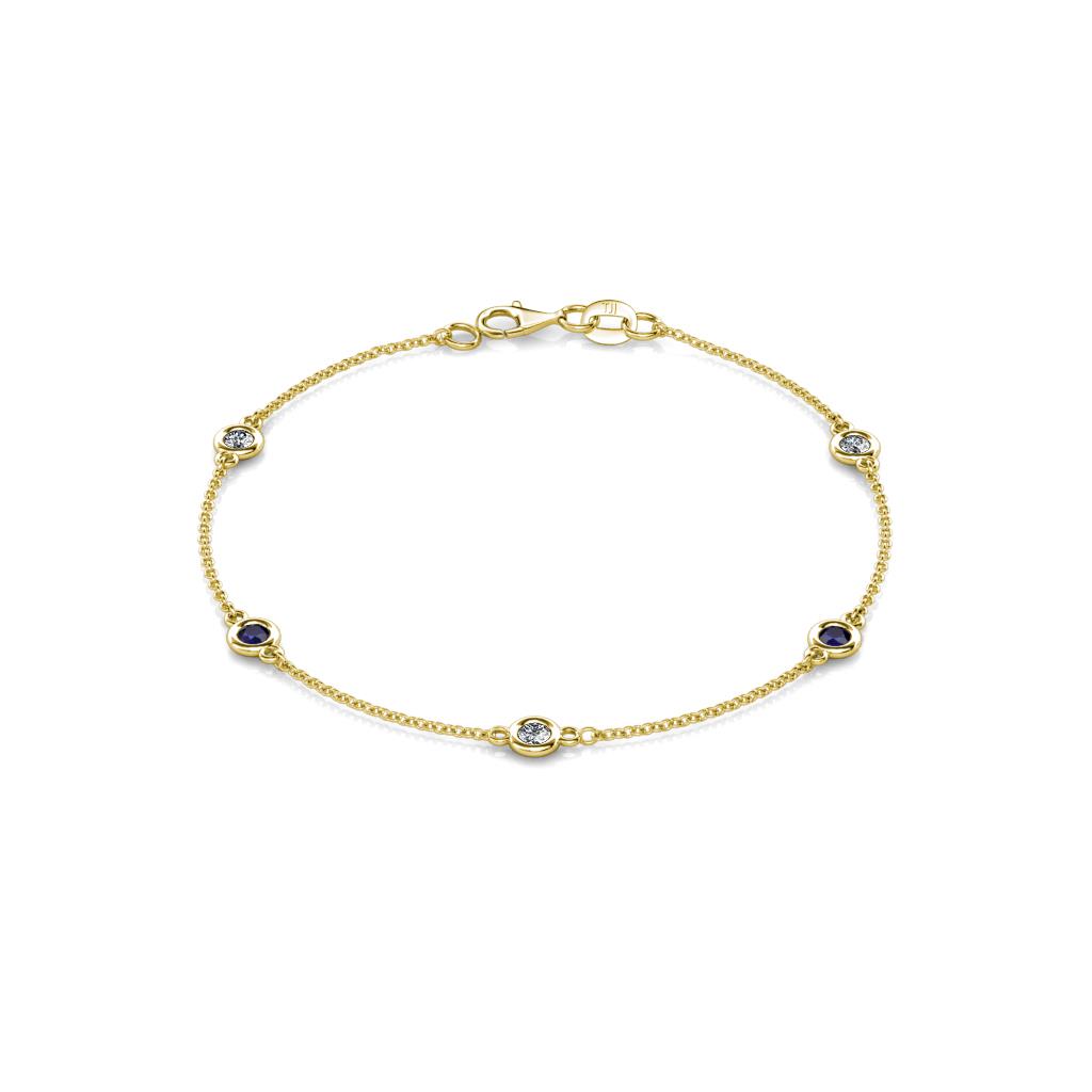 Aizza (5 Stn/3mm) Petite Blue Sapphire and Lab Grown Diamond Station Bracelet 
