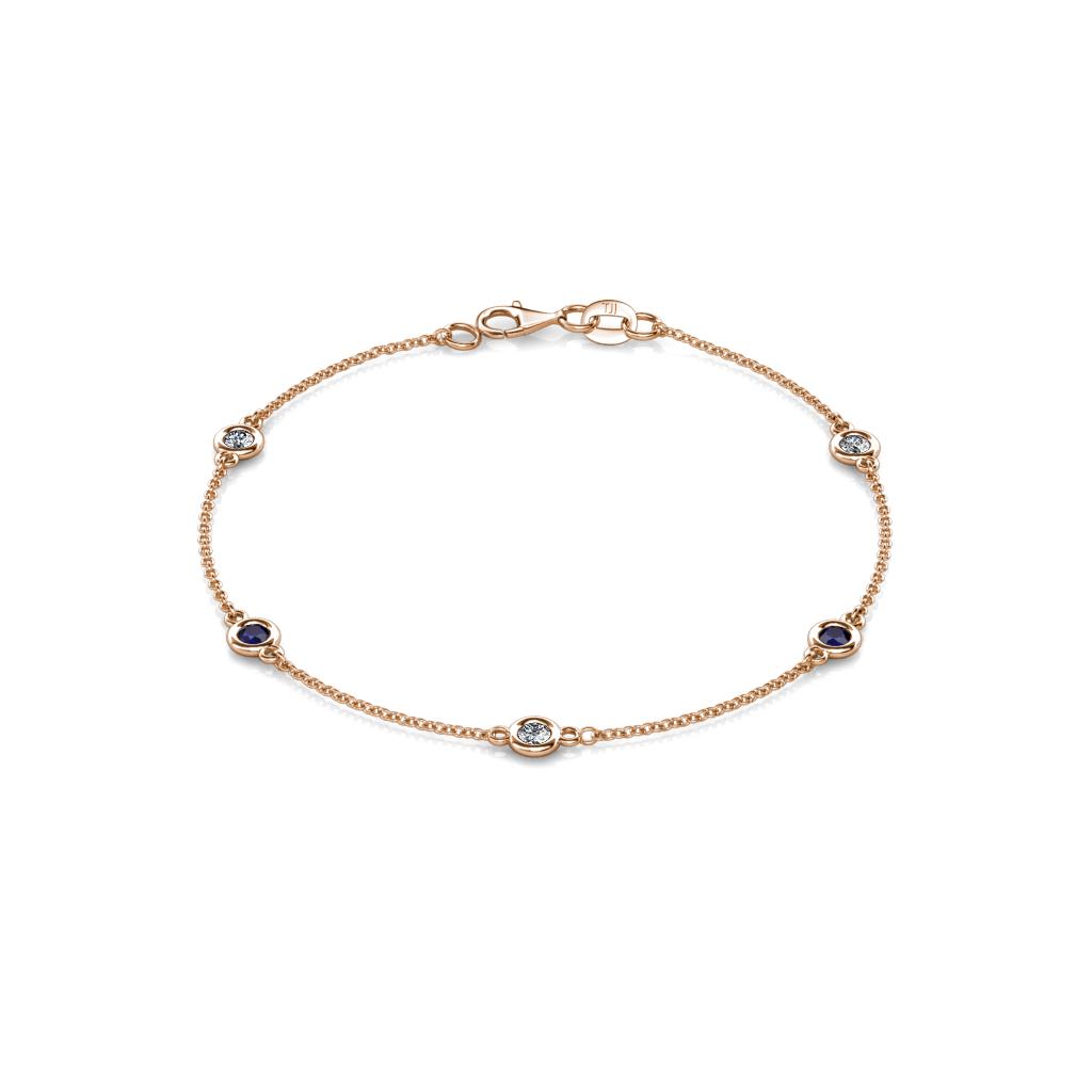 Aizza (5 Stn/3mm) Petite Blue Sapphire and Lab Grown Diamond Station Bracelet 