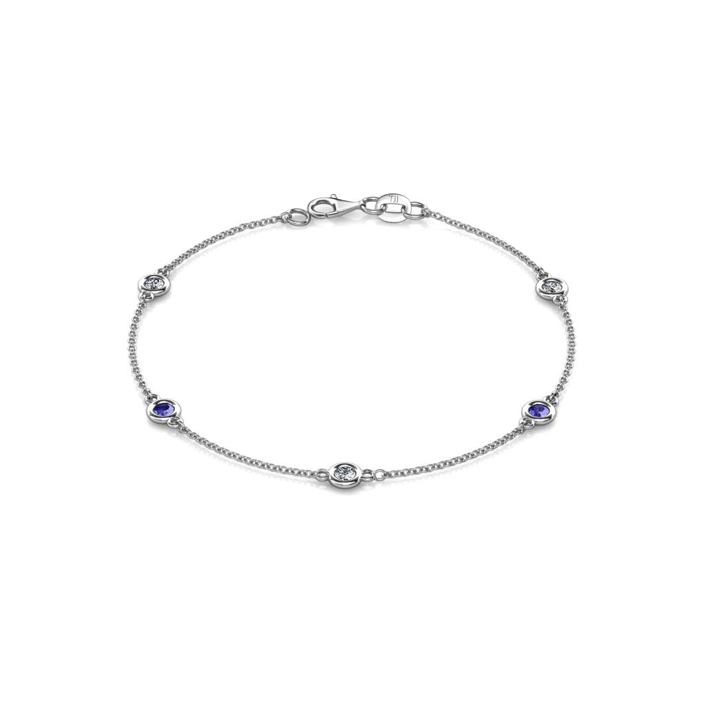 Aizza (5 Stn/3mm) Petite Tanzanite and Lab Grown Diamond Station Bracelet 