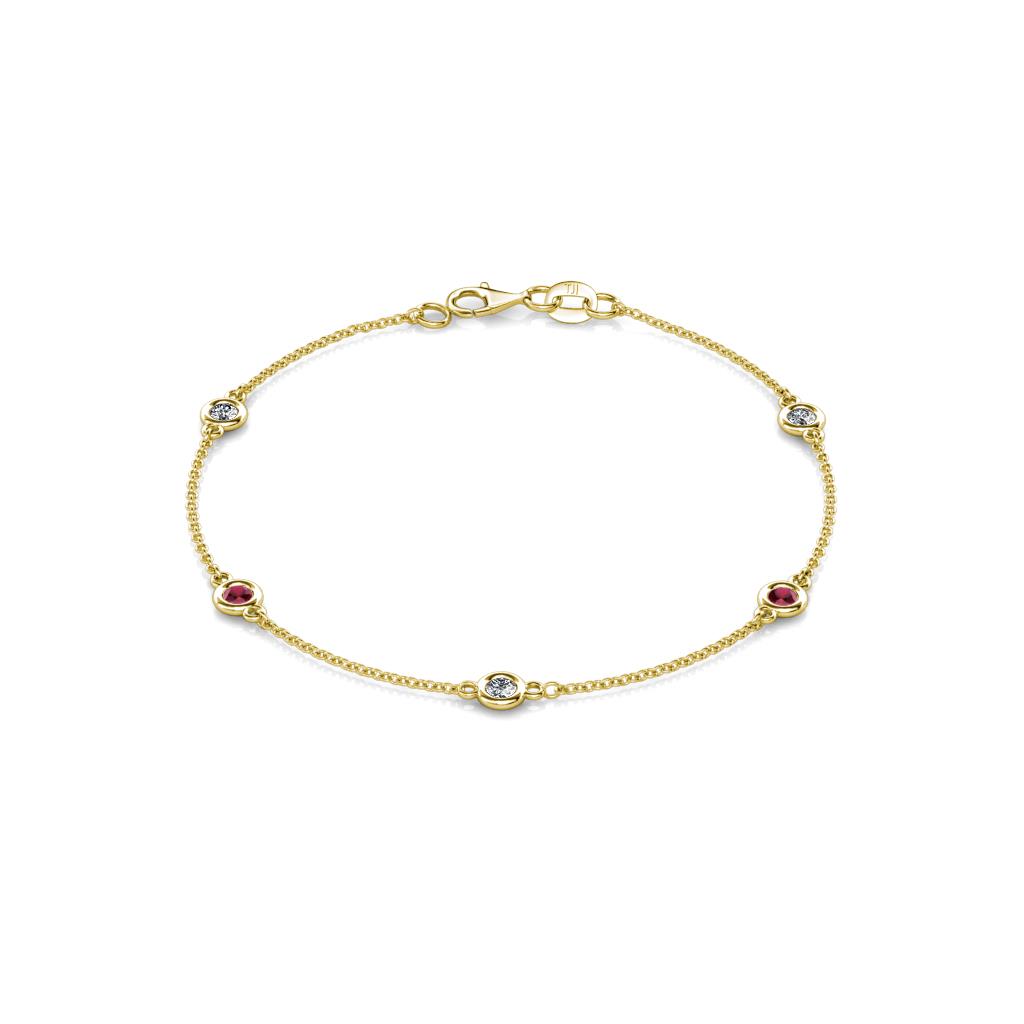 Aizza (5 Stn/3mm) Petite Ruby and Lab Grown Diamond Station Bracelet 