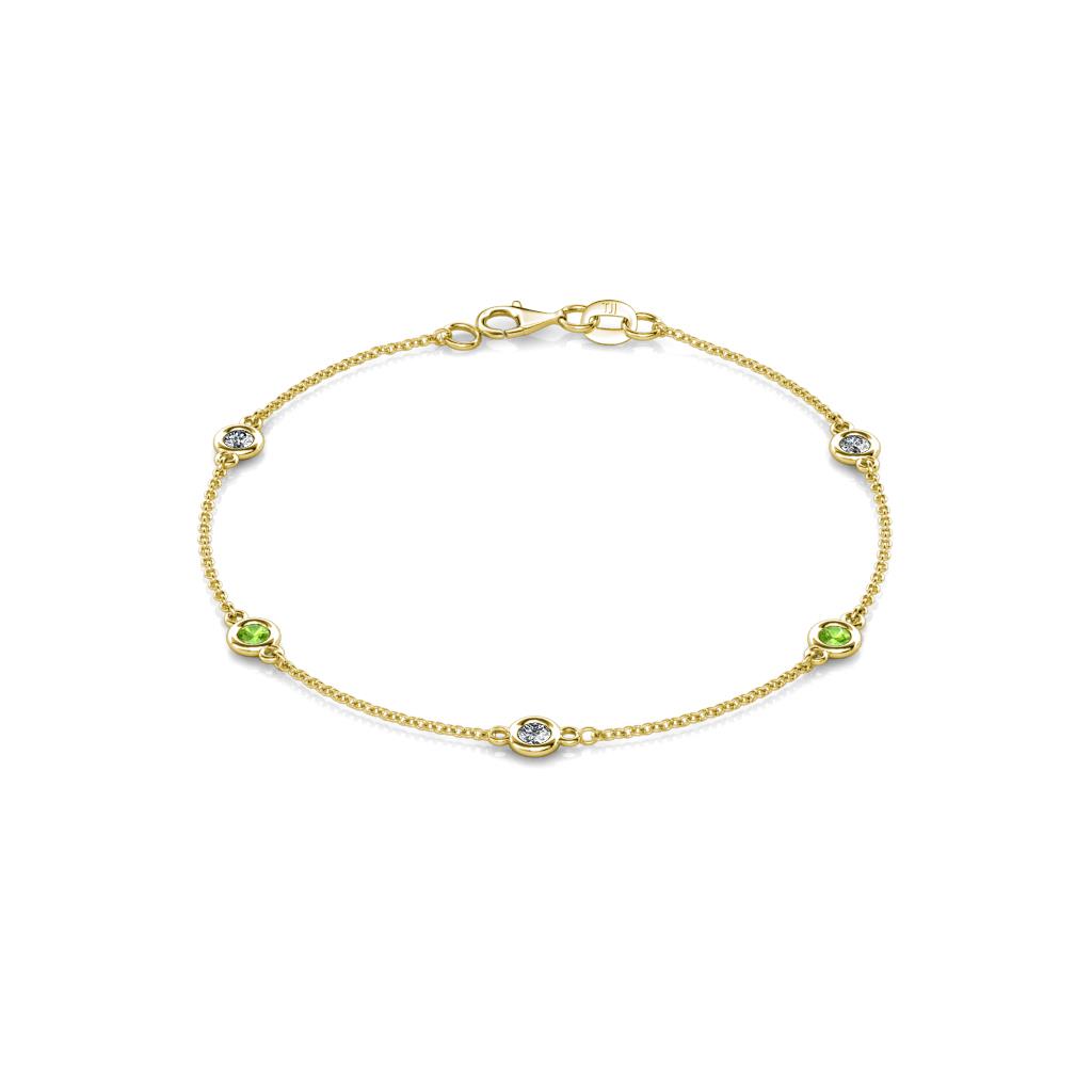 Aizza (5 Stn/3mm) Petite Peridot and Lab Grown Diamond Station Bracelet 
