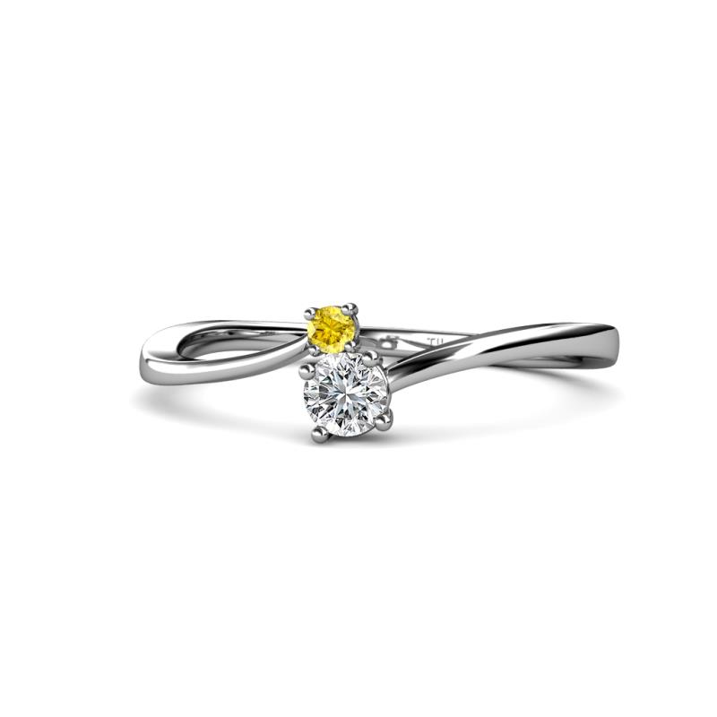 Lucie 4.10 mm Bold Round Yellow Sapphire and Diamond 2 Stone Promise Ring 