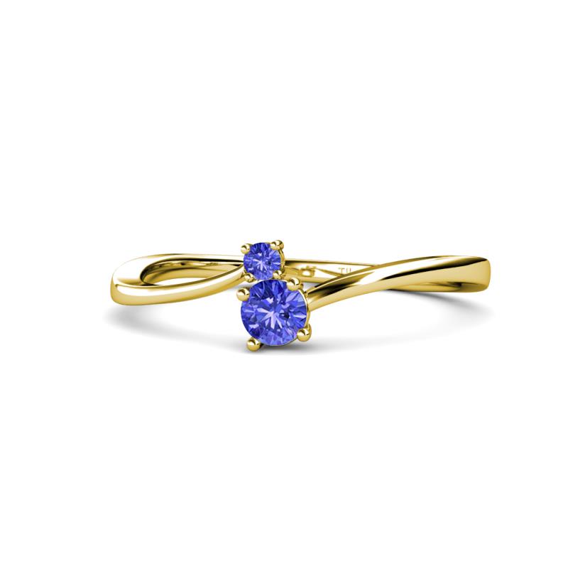 Lucie 4.10 mm Bold Round Tanzanite 2 Stone Promise Ring 