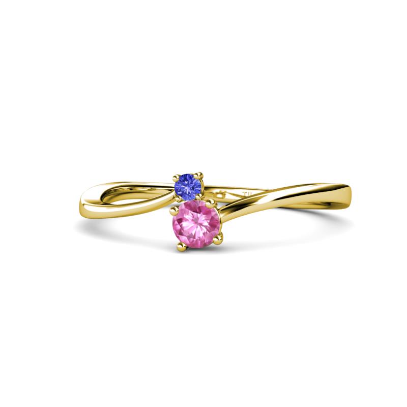 Lucie 4.10 mm Bold Round Tanzanite and Pink Sapphire 2 Stone Promise Ring 