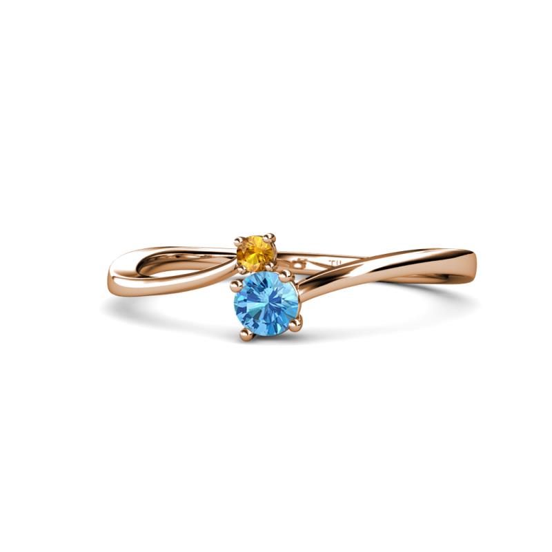 Lucie 4.10 mm Bold Round Citrine and Blue Topaz 2 Stone Promise Ring 